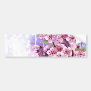 Autocollant De Voiture Sakura rose sur fond de peinture