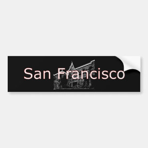 Autocollant De Voiture San Francisco 1986 art Le MUSÉE Zazzle Dessin