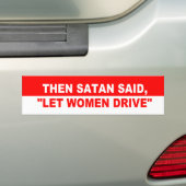AUTOCOLLANT DE VOITURE SATAN ET CONDUCTEURS DE FEMMES (En voiture)