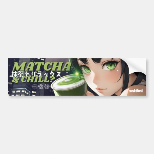 Autocollant De Voiture satomi moto Matcha & Chill (Devant)