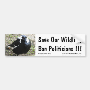 Autocollant De Voiture Sauvez notre faune, politiciens d'interdiction…