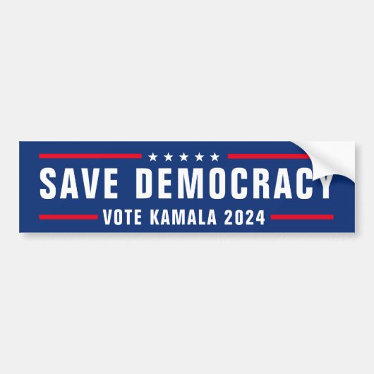 AUTOCOLLANT DE VOITURE SAVE DEMOCRACY VOKTE KAMALA 2024 (Devant)