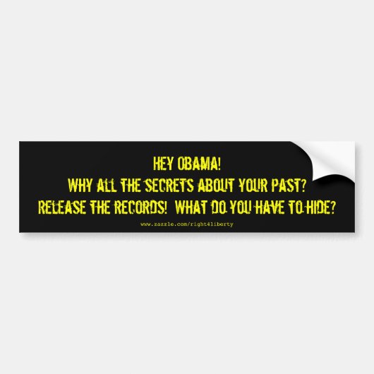 Autocollant De Voiture Secrets d'Obama (Devant)