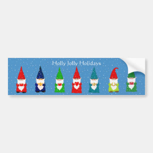 Autocollant De Voiture Sept nains de Noël sur fond bleu clair