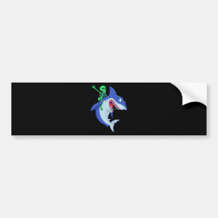 Autocollant De Voiture Shark Halloween Skeleton équitation Requins Amour