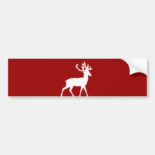Autocollant De Voiture Silhouette de cerfs communs - rouge et blanc