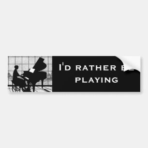 Autocollant De Voiture Silhouette de Piano Style Art Déco Noir et Blanc