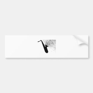 Autocollant De Voiture Silhouette de saxophone avec les notes musicales