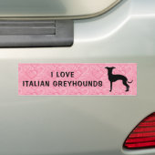 Autocollant De Voiture Silhouette Greyhound Italienne Sur Motif Coeur Ros (En voiture)