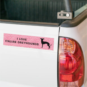 Autocollant De Voiture Silhouette Greyhound Italienne Sur Motif Coeur Ros