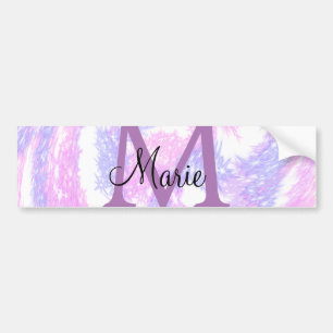 Autocollant De Voiture simple minimum ajouter nom monogramme rose rouge p