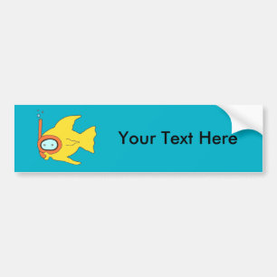 Autocollant De Voiture Snorkeling Baignade Poisson Jaune