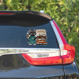 Autocollant de voiture sorcière basique café suppl
