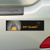 Autocollant De Voiture Sorcière et chat, Joyeux Halloween ! (En voiture)
