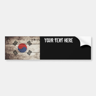 Autocollant De Voiture South Korea Flag on Old Wood Grain