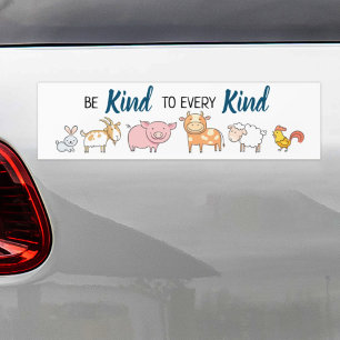 Autocollant De Voiture Soyez gentil avec tous les types Vegan mignon anim