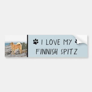 Autocollant De Voiture Spitz finlandais à Seashore Peinture - Chien Art