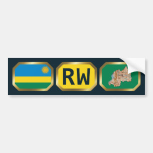 Autocollant De Voiture Stick pare-chocs du code de la carte du drapeau rw