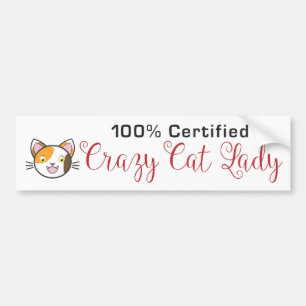 Autocollant De Voiture Sticker Cat Lady Bumper 100 % Certifié Crazy Cat