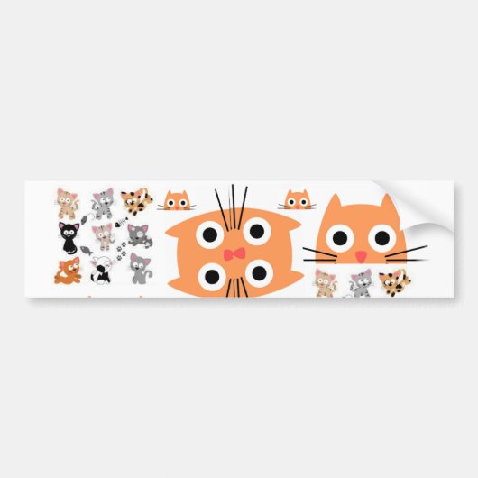 Autocollant De Voiture Sticker Chat Kittens (Devant)