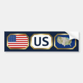 Autocollant De Voiture Sticker de pare-chocs USA Flag Map (Devant)