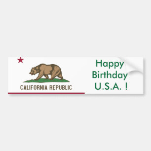 Autocollant De Voiture Sticker Drapeau de Californie, Joyeux anniversaire