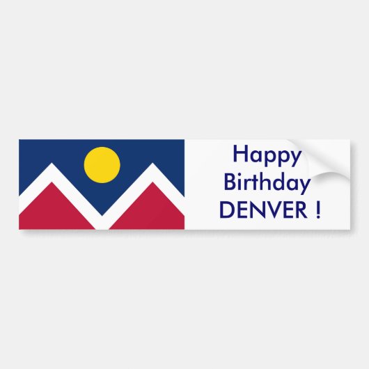Autocollant De Voiture Sticker Drapeau de Denver, Joyeux DENVER d'anniver (Devant)
