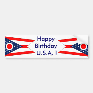 Autocollant De Voiture Sticker Drapeau de l'Ohio, Joyeux Anniversaire U.S