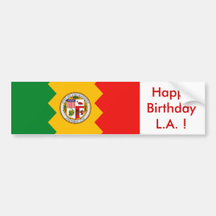 Autocollant De Voiture Sticker Drapeau de Los Angeles, Joyeux Anniversair