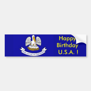 Autocollant De Voiture Sticker Drapeau de Louisiane, Joyeux Anniversaire 