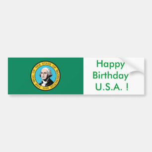 Autocollant De Voiture Sticker Drapeau de Washington, Joyeux anniversaire