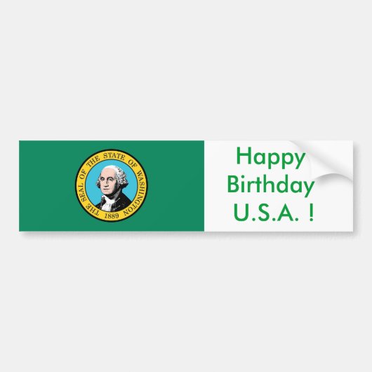 Autocollant De Voiture Sticker Drapeau de Washington, Joyeux anniversaire (Devant)