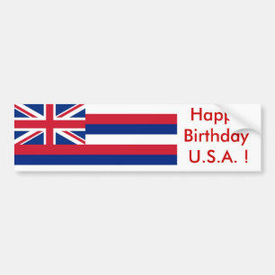 Autocollant De Voiture Sticker Drapeau d'Hawaii, Joyeux Anniversaire U.S.