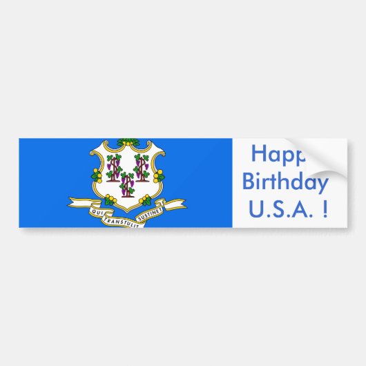 Autocollant De Voiture Sticker Drapeau du Connecticut, Joyeux Anniversair (Devant)