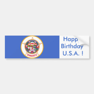 Autocollant De Voiture Sticker Drapeau du Minnesota, Joyeux Anniversaire 