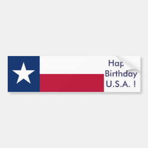 Autocollant De Voiture Sticker Drapeau du Texas, Joyeux anniversaire U.S.