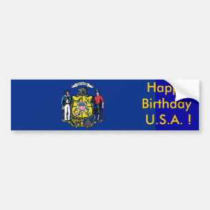 Autocollant De Voiture Sticker Drapeau du Wisconsin, Joyeux Anniversaire 