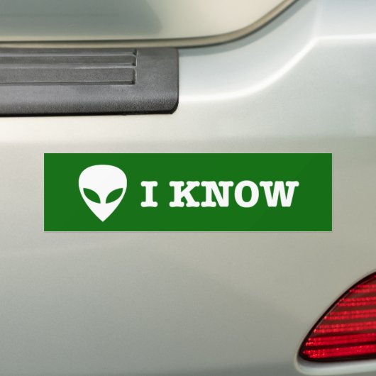 Autocollant De Voiture Sticker pare-chocs I KNOW (UFO Alien) (En voiture)