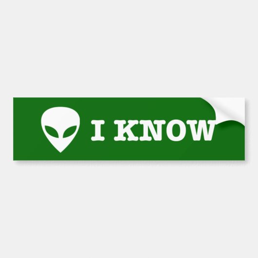 Autocollant De Voiture Sticker pare-chocs I KNOW (UFO Alien) (Devant)
