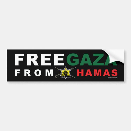 Autocollant De Voiture Sticker pare-chocs "Libérez Gaza du Hamas" (Noir) (Devant)