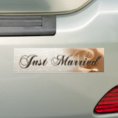 Autocollant De Voiture Sticker Rose de crème juste marié (En voiture)