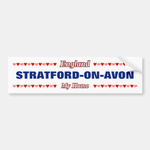 Autocollant De Voiture STRATFORD-ON-AVON - Ma maison - Angleterre;Coeurs
