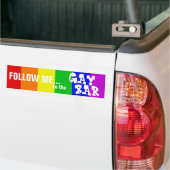 AUTOCOLLANT DE VOITURE SUIVEZ-MOI AU BAR GAY (Sur camion)