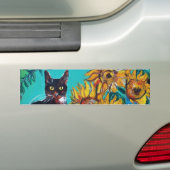 AUTOCOLLANT DE VOITURE SUNFLOWERS WITH CAT (En voiture)