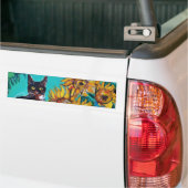 AUTOCOLLANT DE VOITURE SUNFLOWERS WITH CAT (Sur camion)