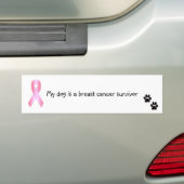 Autocollant De Voiture Survivant de cancer du sein de chienchien (En voiture)