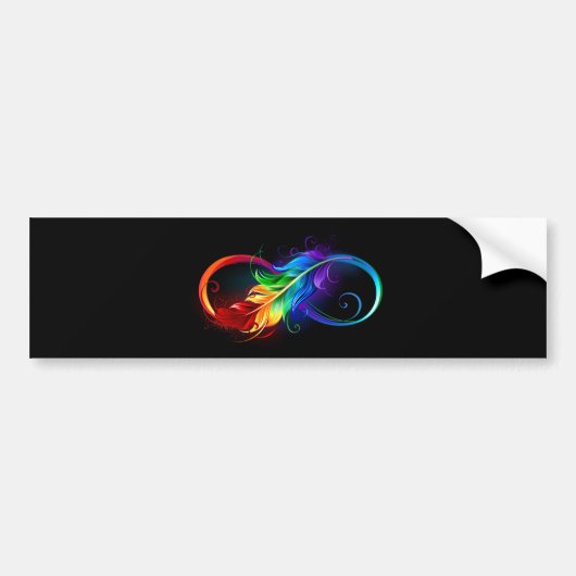 Autocollant De Voiture Symbole d'infini avec plume arc-en-ciel (Devant)