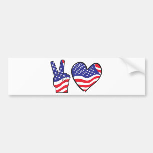Autocollant De Voiture SYMBOLE Patriotique DE LA PAIX ET COEUR