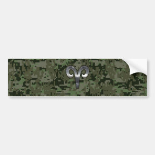Autocollant De Voiture Symbole Zodiac Silver Aries Camo numérique vert
