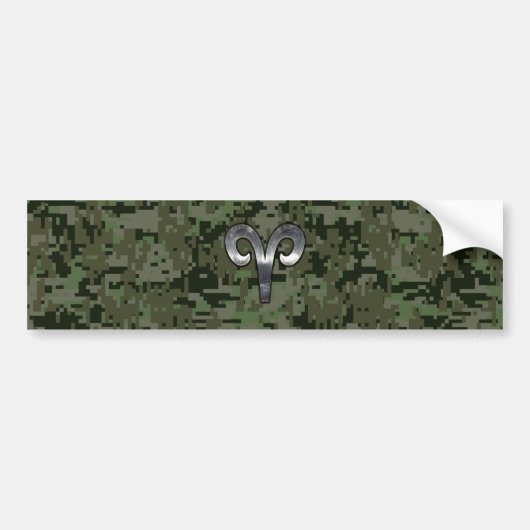 Autocollant De Voiture Symbole Zodiac Silver Aries Camo numérique vert (Devant)